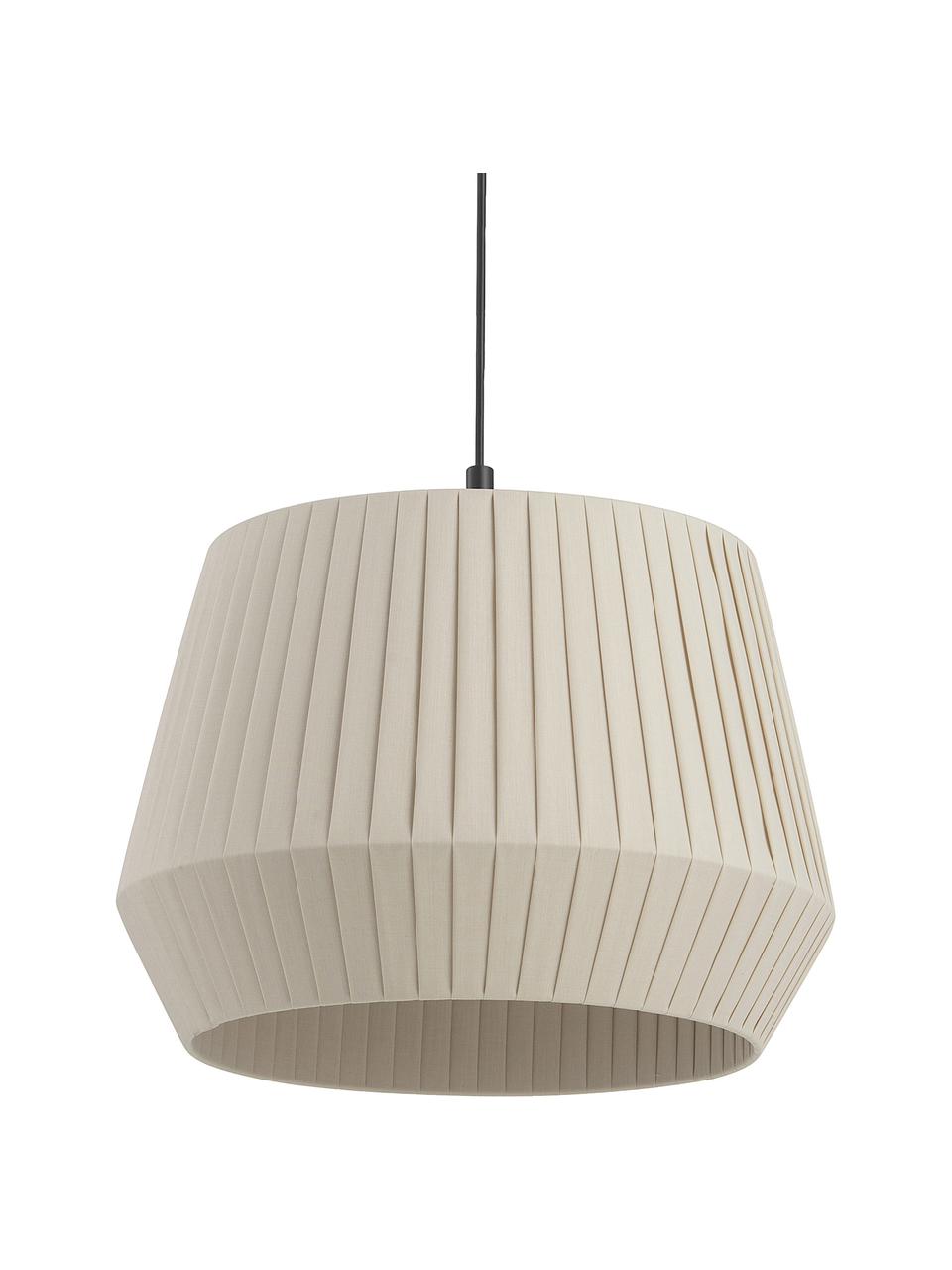 Suspension classique abat-jour en tissu Dicte, Beige, noir, Ø 40 x haut. 34 cm