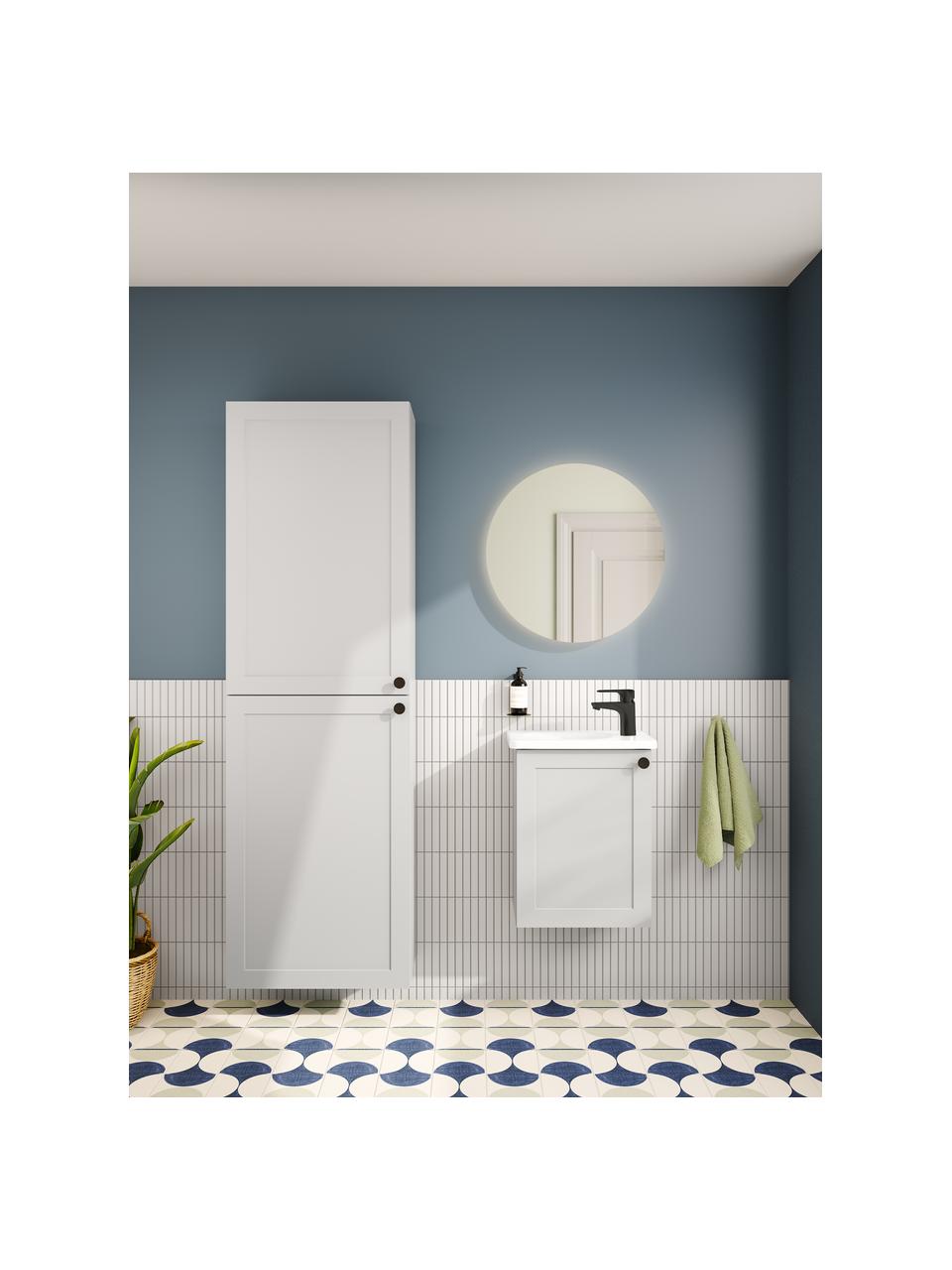 Hoge badkamerkast Rafaella met mat oppervlak, Handvatten: gecoat metaal, Lichtgrijs, B 40 x H 180 cm
