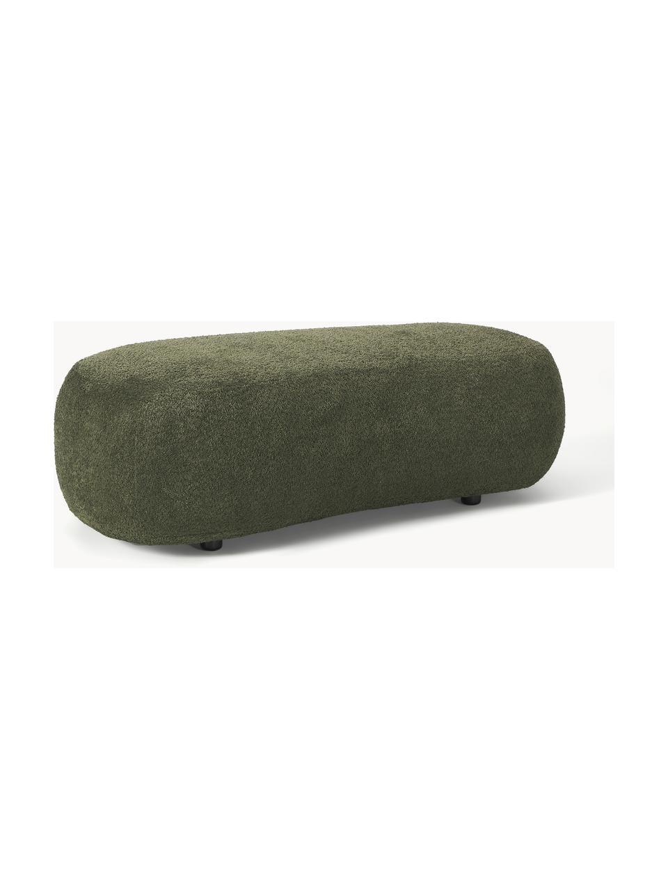 Pouf en peluche-bouclé Alba, Peluche-bouclé vert foncé, larg. 130 x prof. 62 cm