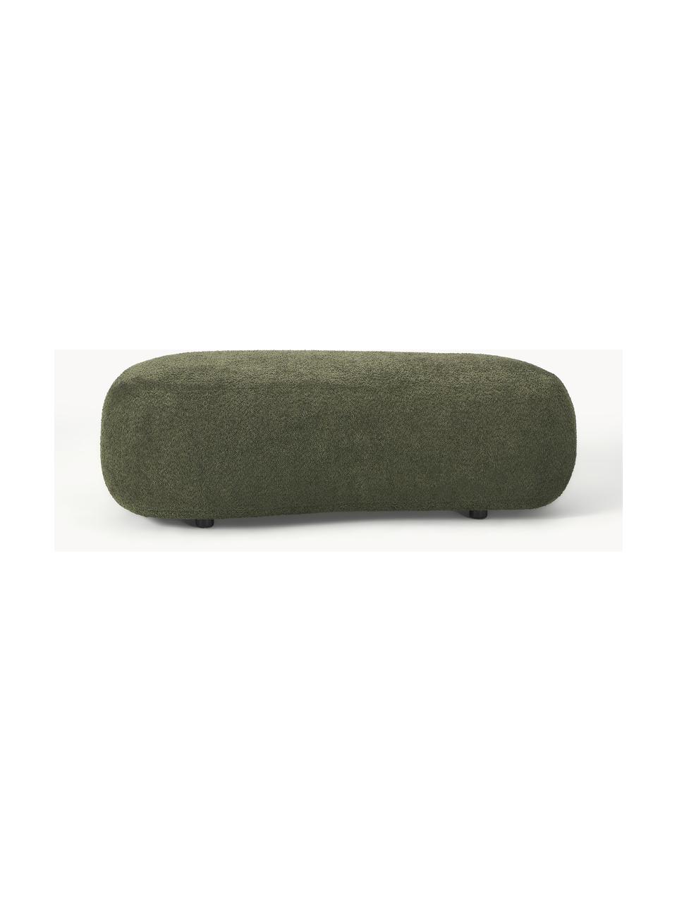 Pouf en peluche-bouclé Alba, Peluche-bouclé vert foncé, larg. 130 x prof. 62 cm