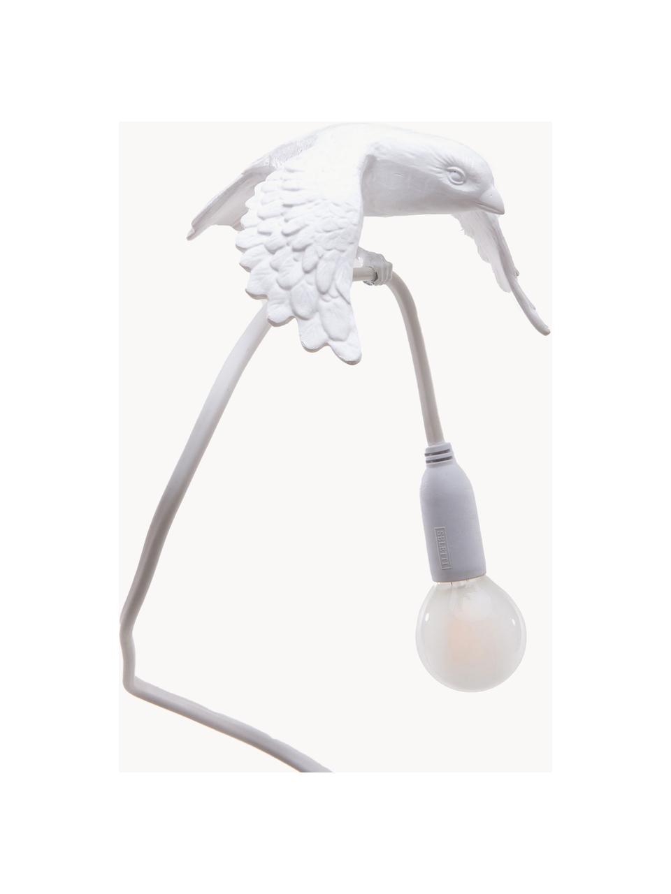 Große Klemm-Tischlampe Sparrow, verstellbar, Kunststoff, Weiß, matt, B 10 x H 100 cm