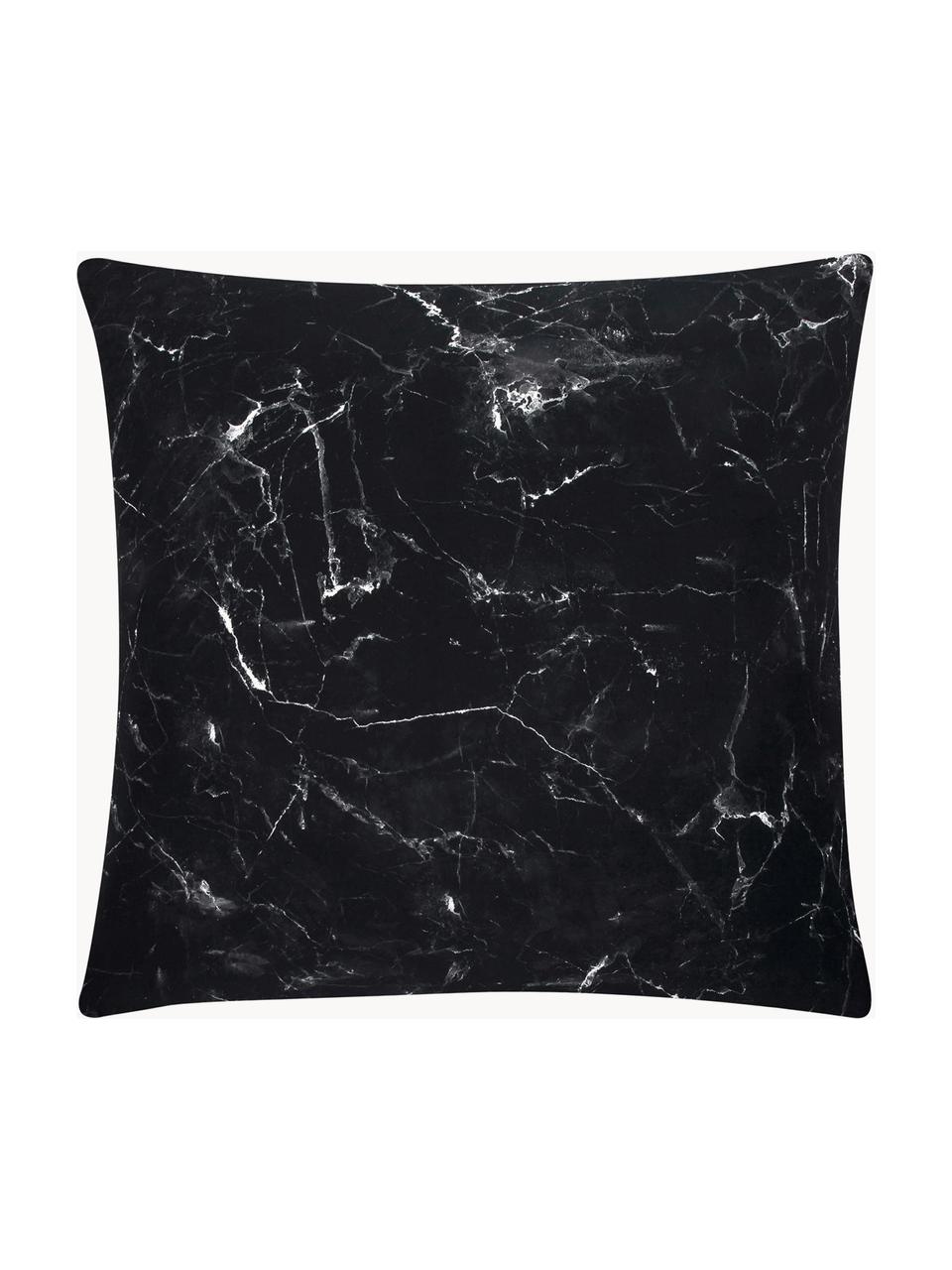 Taie d'oreiller 65x65 percale à imprimé marbré Malin, 2 pièces, Noir, blanc, 65 x 65 cm