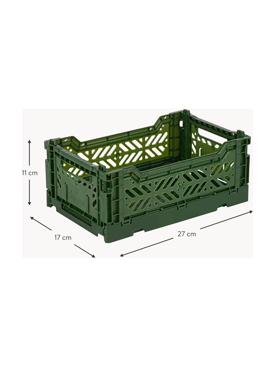 Klappbare Aufbewahrungsbox Mini, B 27 cm, Kunststoff, Dunkelgrün, B 27 x T 17 cm