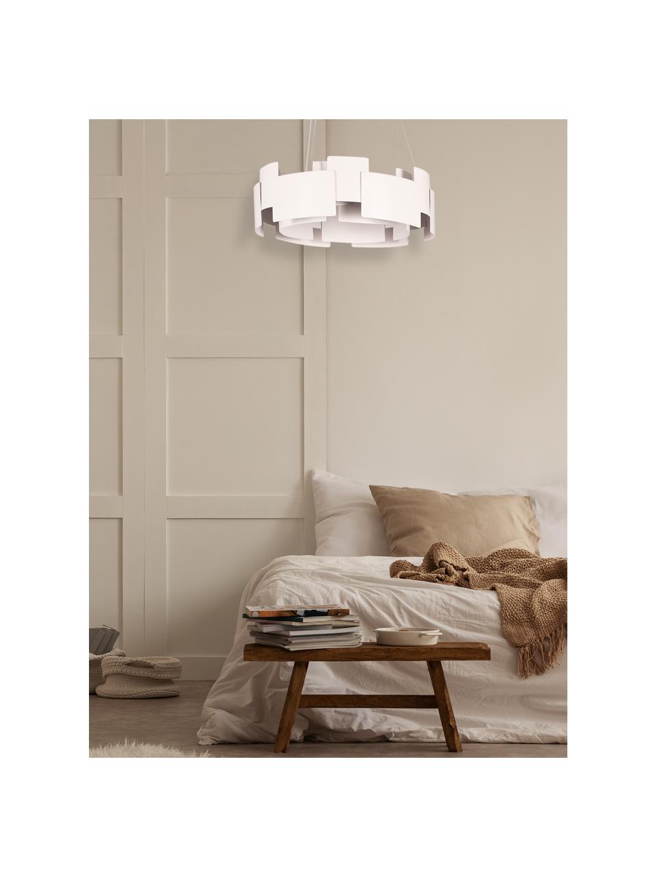 Lámpara de techo LED Torino, estilo moderno, Pantalla: acrílico, metal recubiert, Anclaje: metal recubierto, Blanco, transparente, Ø 46 x Al 50 cm