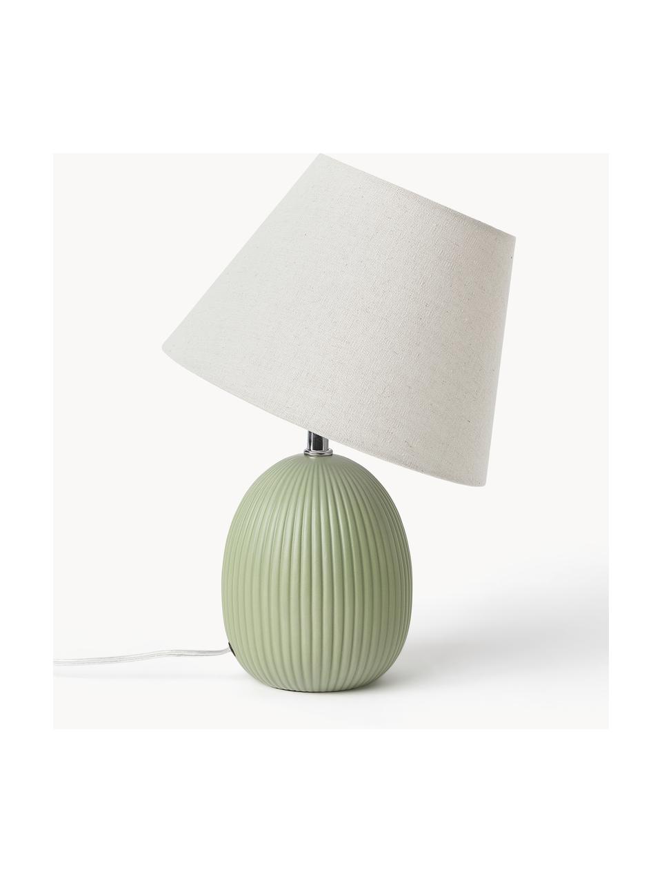 Tischlampe Desto, Lampenschirm: Leinen (100 % Polyester), Olivgrün, Ø 25 x H 36 cm