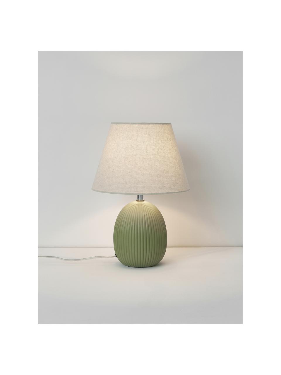 Lampada da tavolo Desto, Paralume: lino (100% poliestere), Verde oliva, Ø 25 x Alt. 36 cm