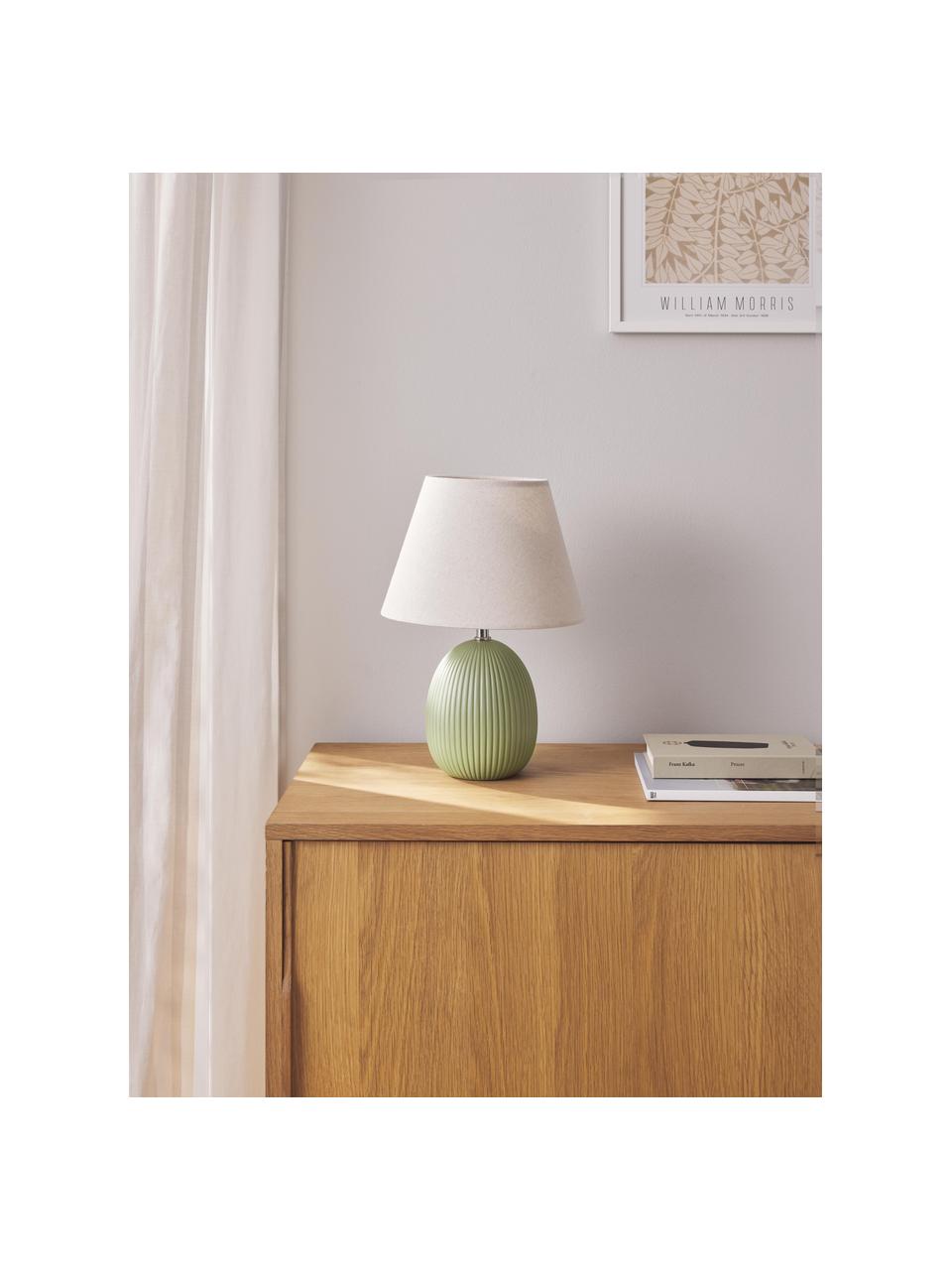 Tischlampe Desto, Lampenschirm: Leinen (100 % Polyester), Olivgrün, Ø 25 x H 36 cm