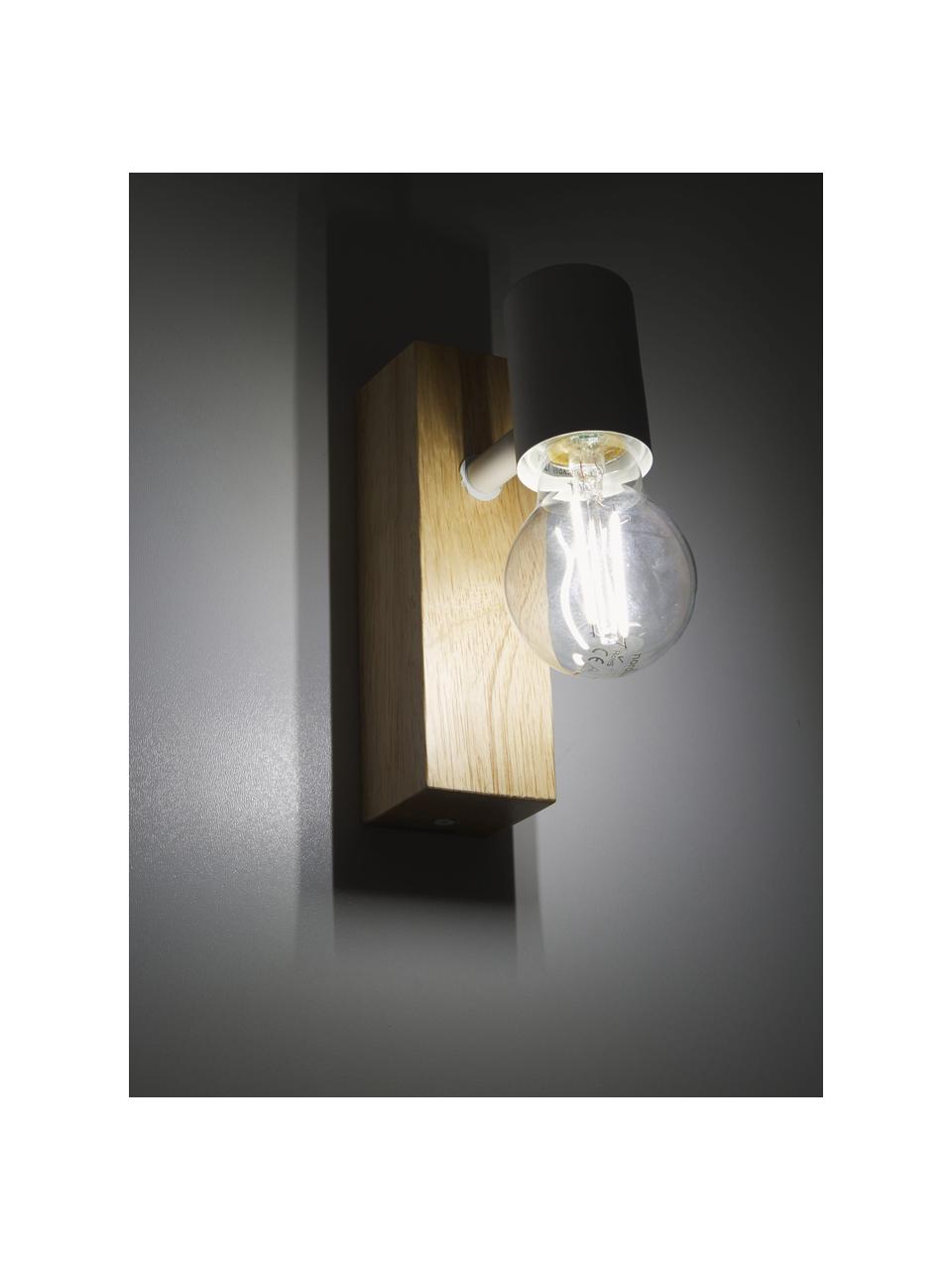 Nastaviteľné nástenné svietidlo z dreva Townshend, Biela, svetlohnedá, H 12 x V 17 cm
