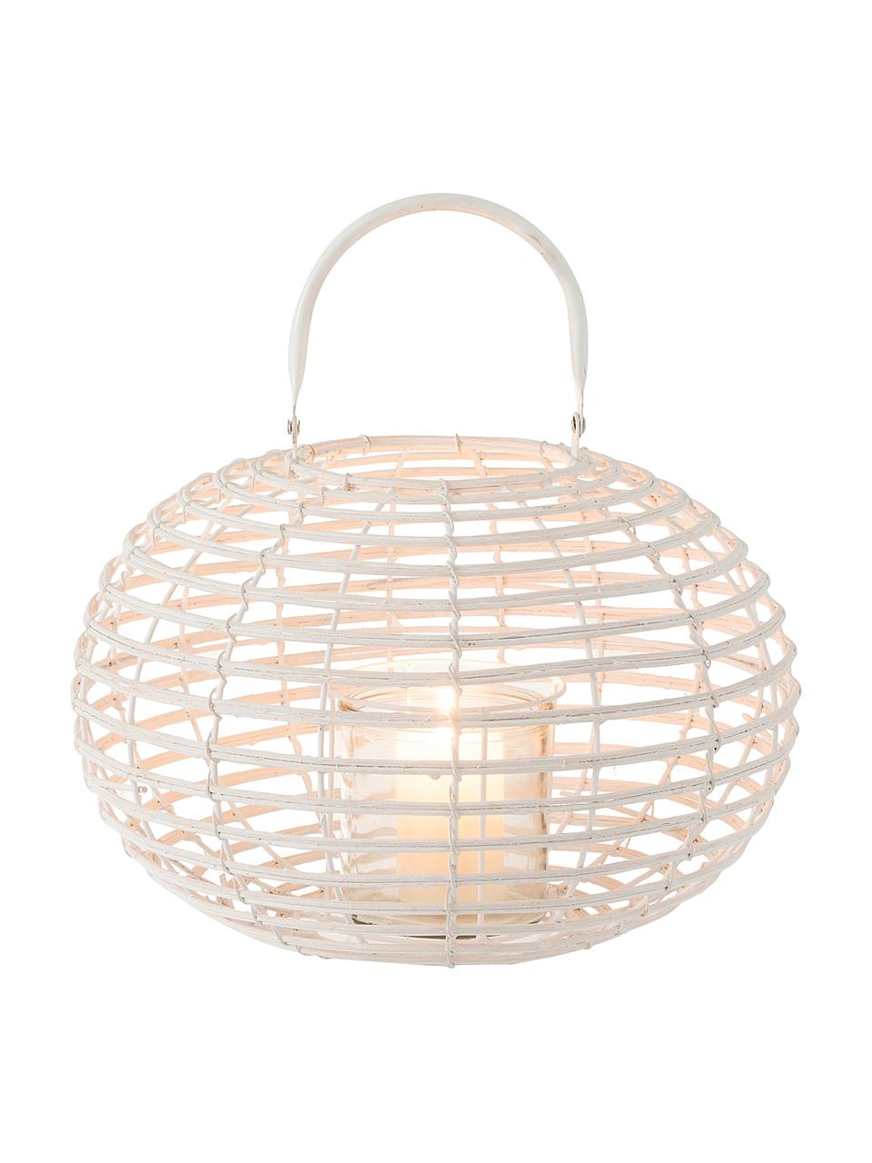Rotan lantaarn Ball in wit, Wit, Ø 34 x H 26 cm