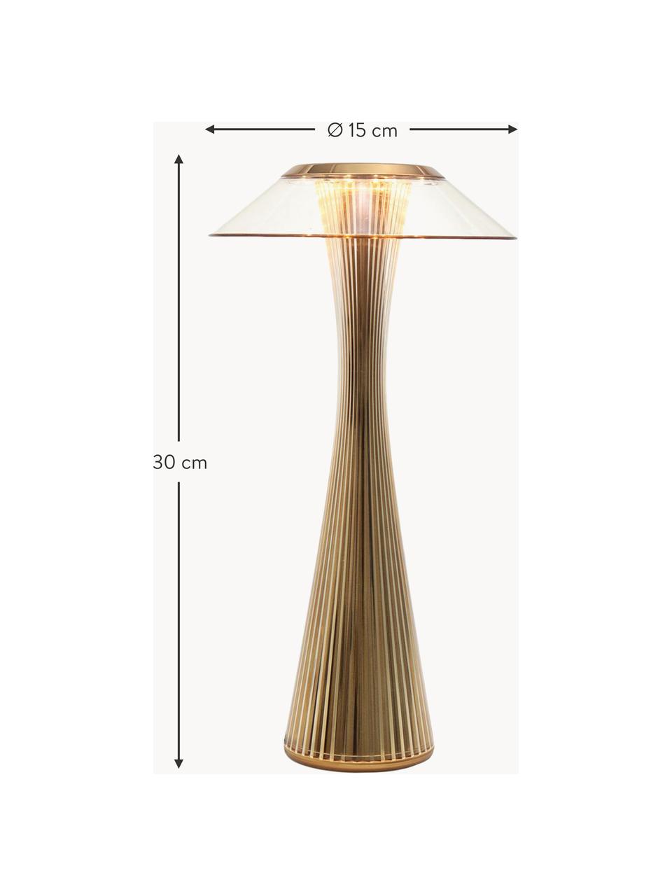 Lámpara de mesa pequeña LED Space, portátil, Plástico, Dorado, Ø 15 x Al 30 cm
