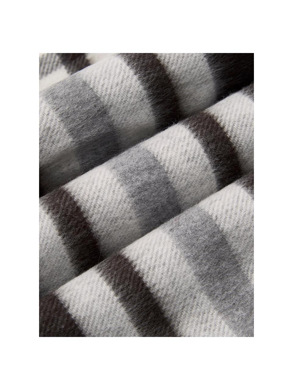 Plaid scozzese Classy Side, 100% poliacrilico, Grigio, grigio chiaro, rosso, nero, bianco, Larg. 130 x Lung. 170 cm