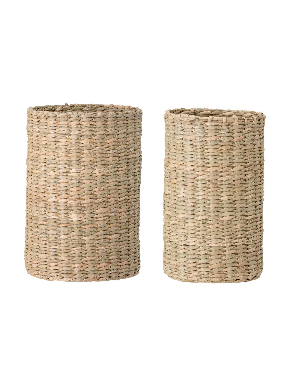 Flaschenhalter Basket aus Seegras, 2er-Set, Seegras, Beige, Set mit verschiedenen Grössen