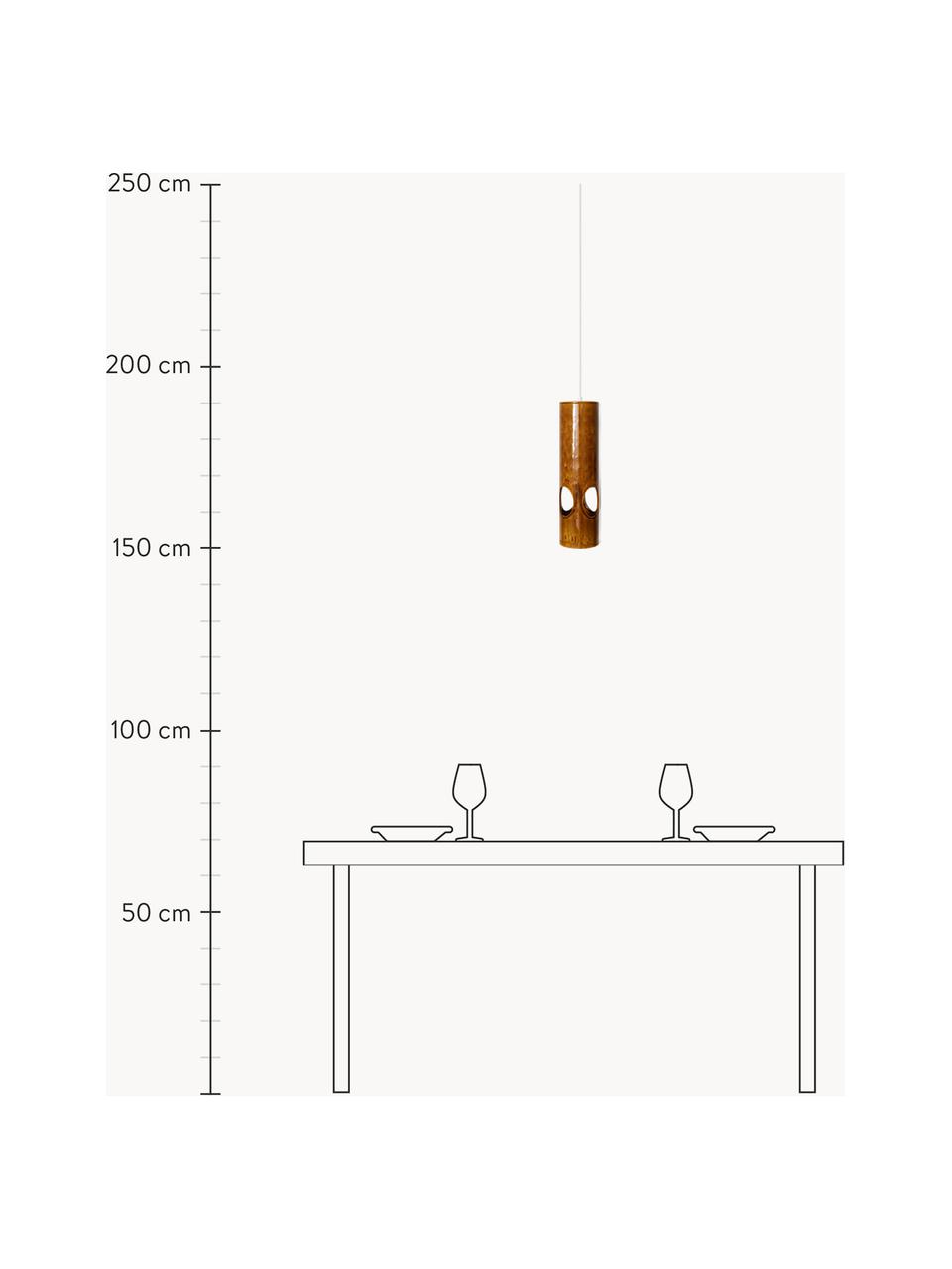 Ručně vyrobené závěsné svítidlo Rosewood, Hnědá, Ø 11 cm, V 40 cm