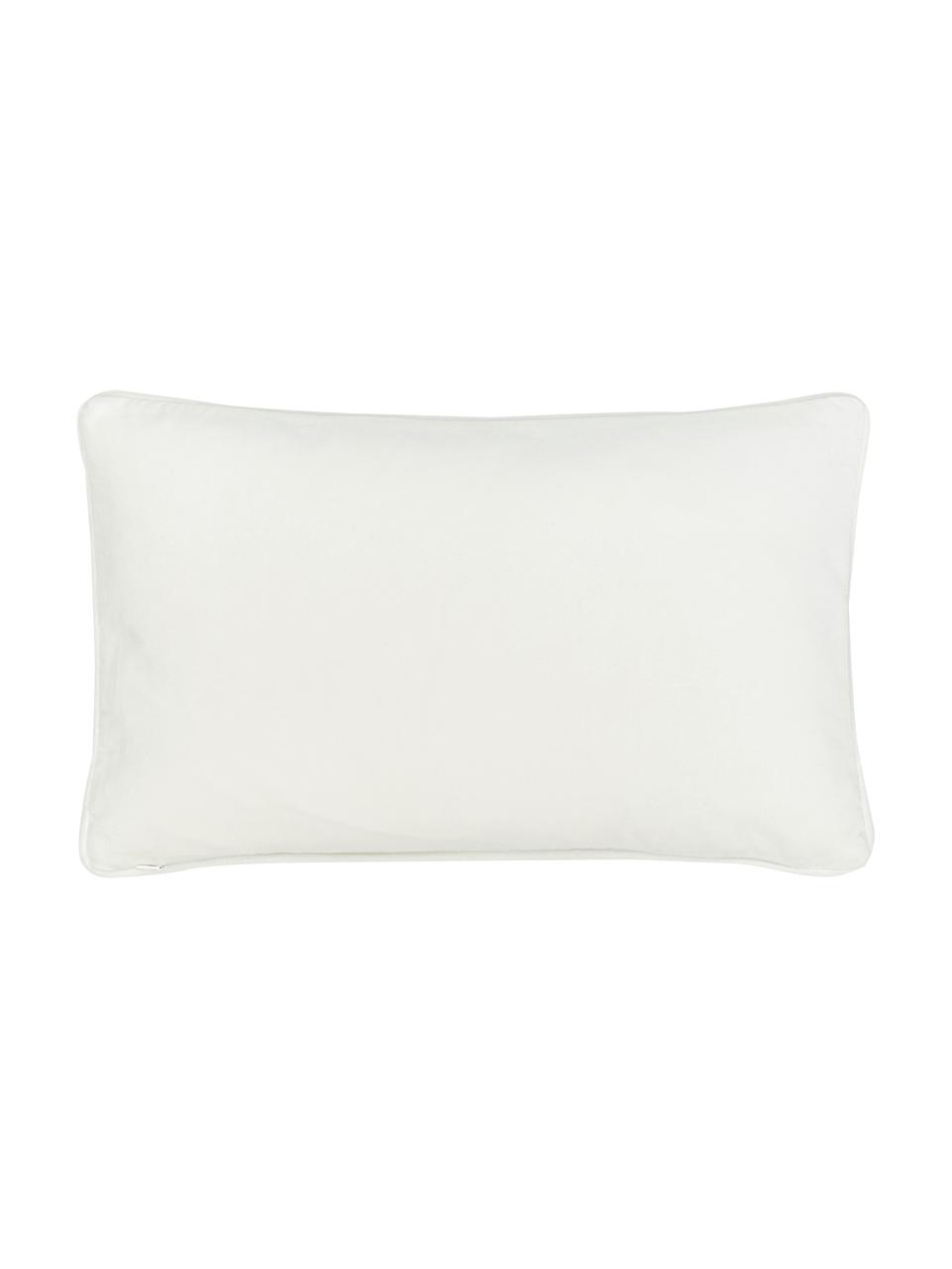 Federa arredo in velluto tinta unita Dana, 100% velluto di cotone, Bianco crema, Larg. 30 x Lung. 50 cm
