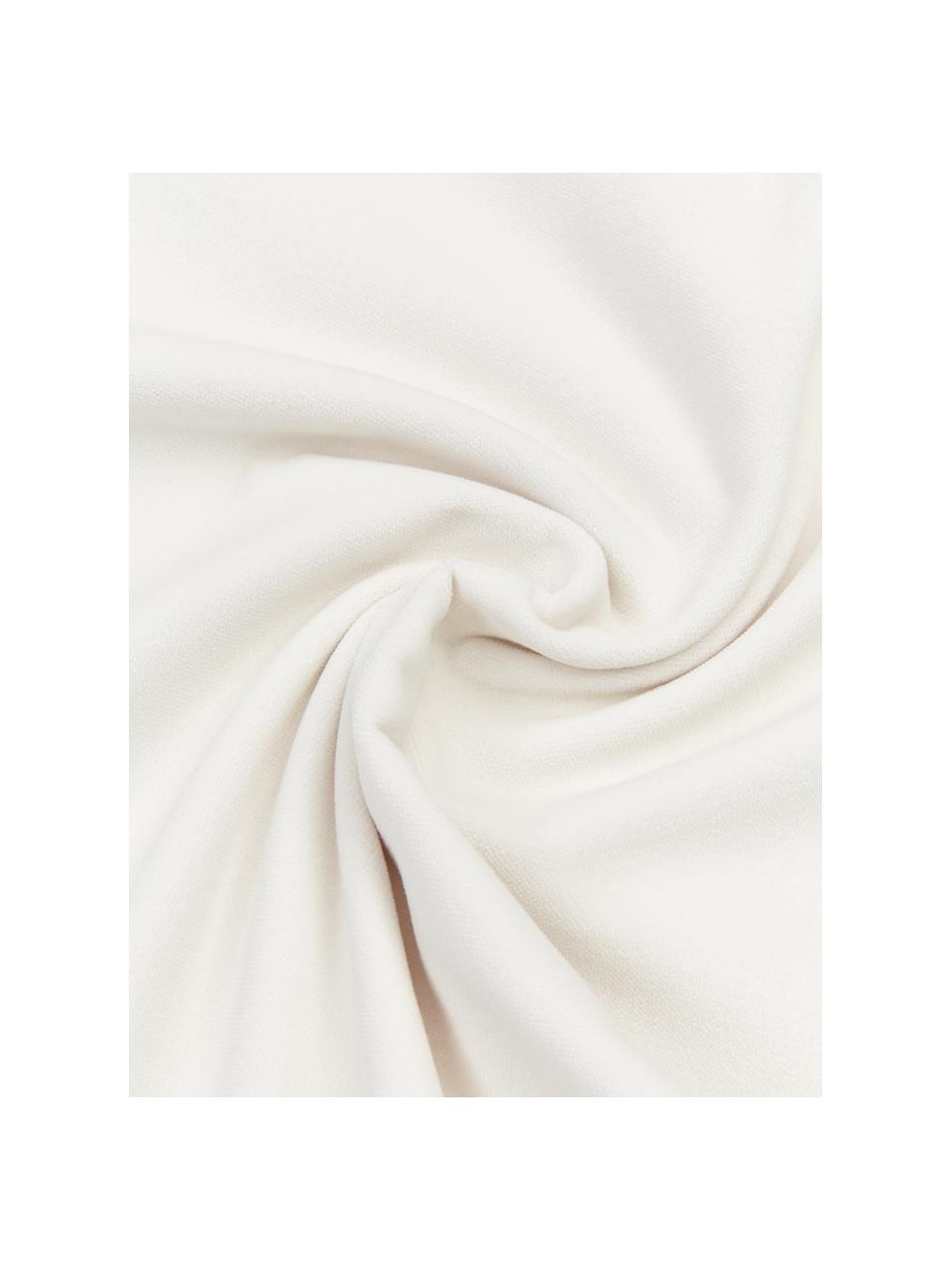 Federa arredo in velluto tinta unita Dana, 100% velluto di cotone, Bianco crema, Larg. 30 x Lung. 50 cm