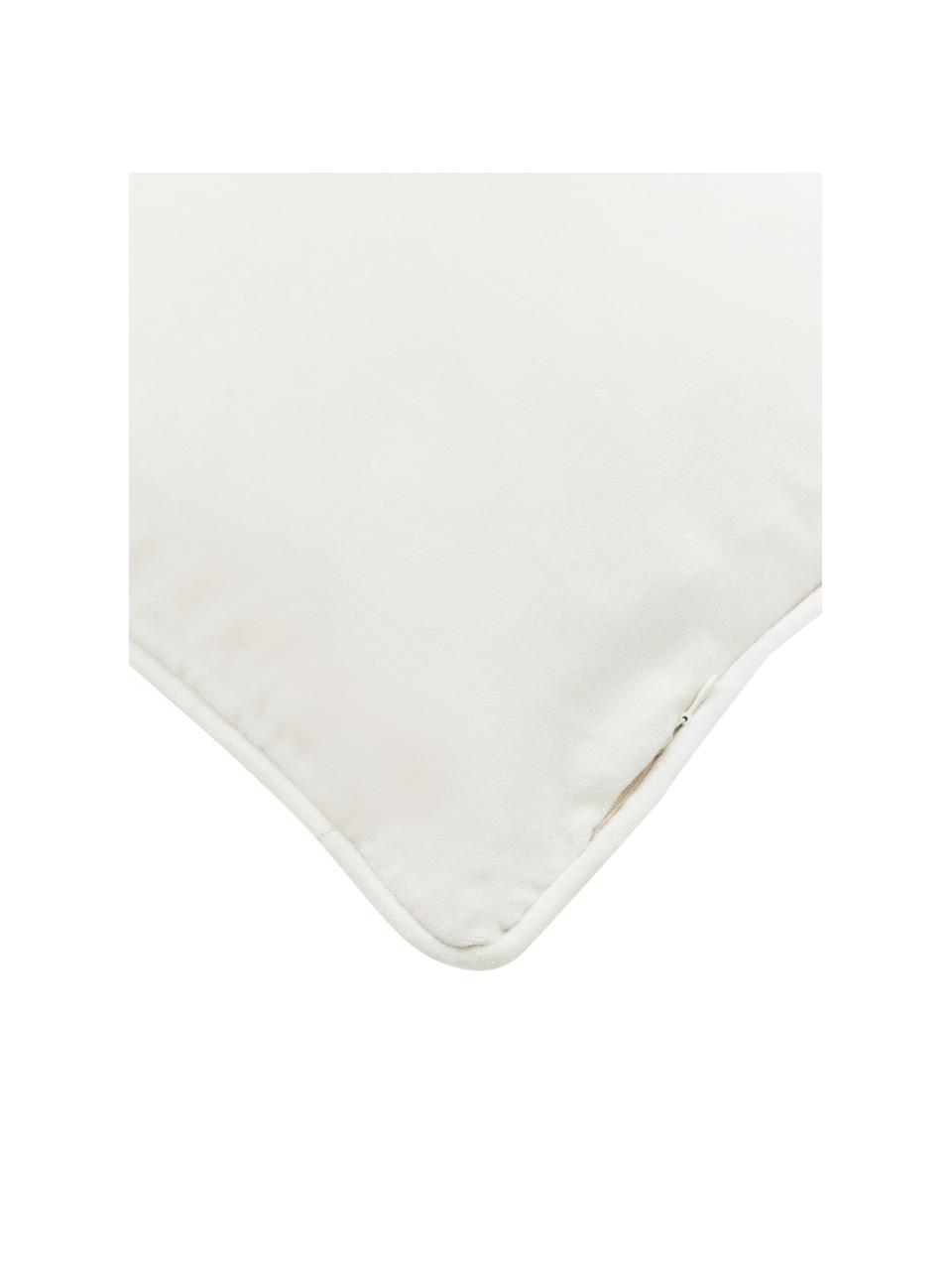 Federa arredo in velluto tinta unita Dana, 100% velluto di cotone, Bianco crema, Larg. 30 x Lung. 50 cm