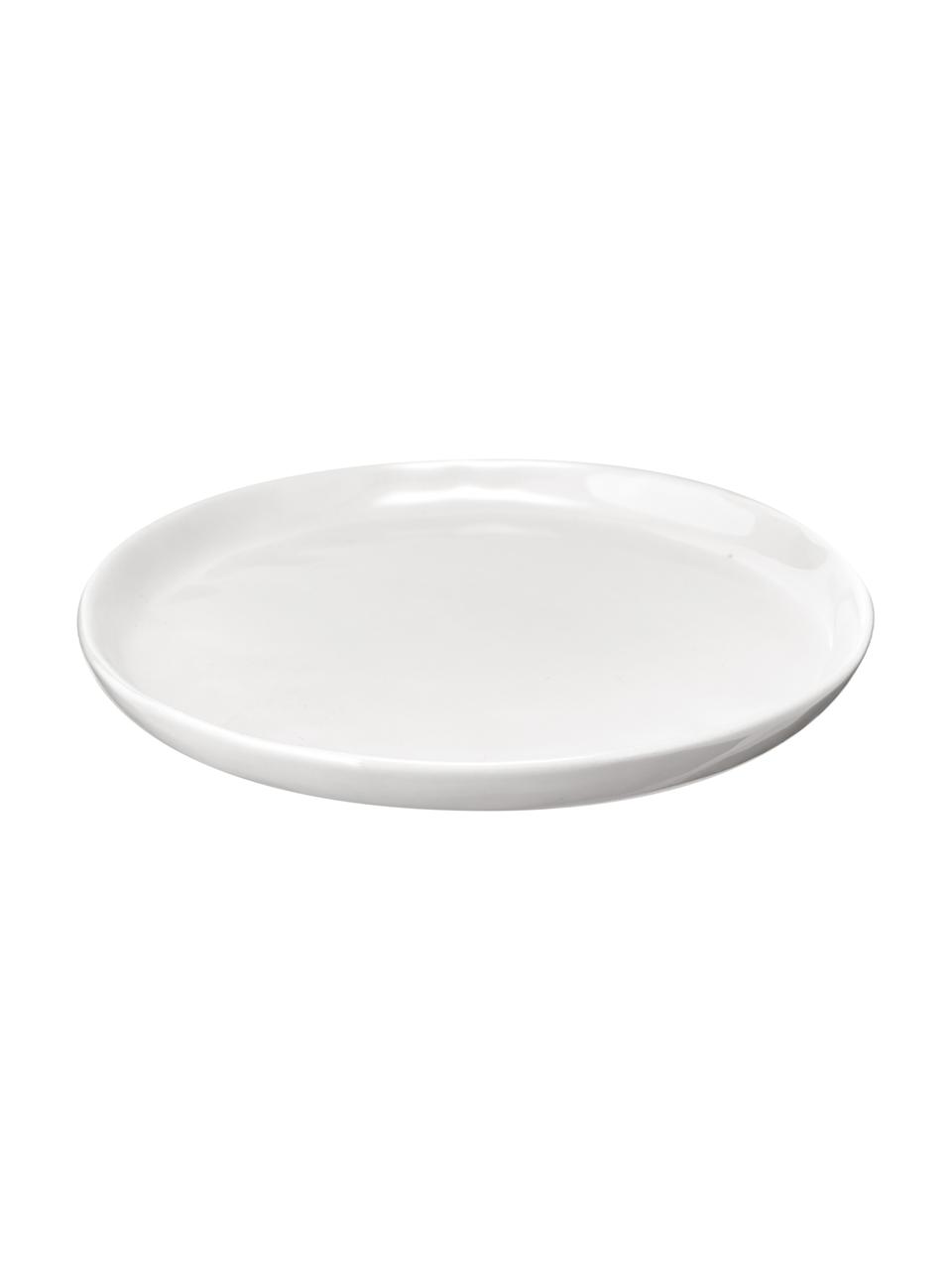 Set de tazas con platitos Porcelino, 12 pzas., Porcelana con forma intencionalmente desigual, Blanco, Ø 10 x Al 7 cm