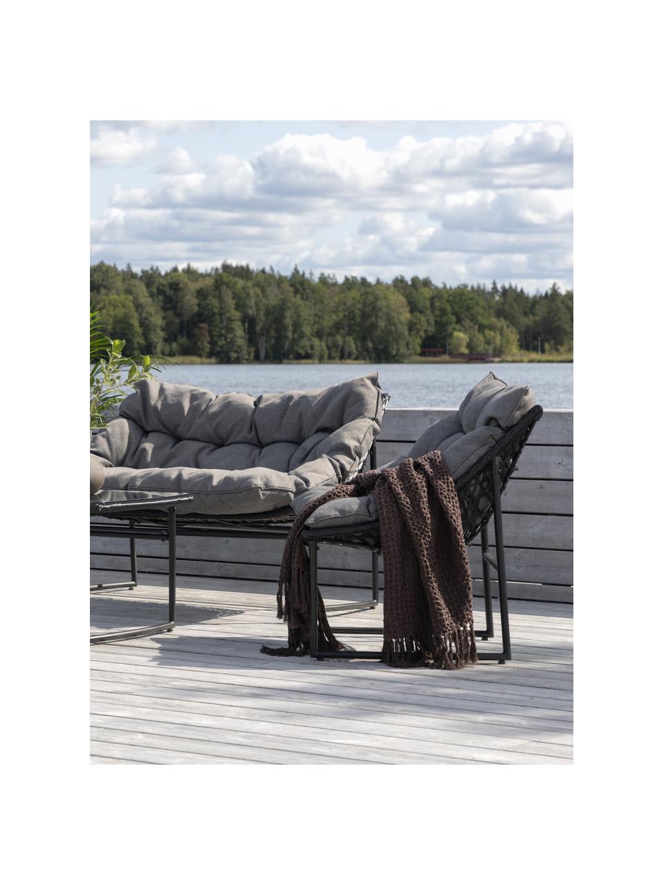 Tuinloungeset Tina, 4-delig, Bekleding: 100% polyester, Frame: gepoedercoat aluminium, Geweven stof donkergrijs, zwart, Set met verschillende groottes