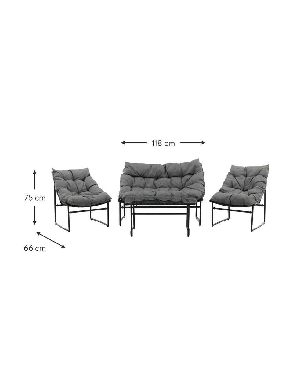 Garten-Lounge-Set Tina, 4-tlg., Bezug: 100 % Polyester, Gestell: Aluminium, pulverbeschich, Webstoff Dunkelgrau, Schwarz, Set mit verschiedenen Größen