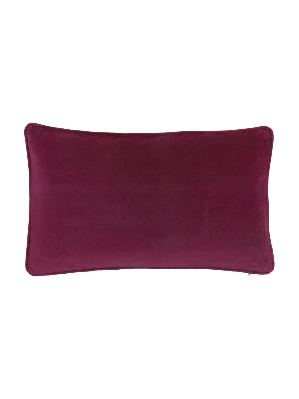 Housse de coussin rectangulaire velours lie de vin Dana, 100 % velours de coton, Lie de vin, larg. 30 x long. 50 cm
