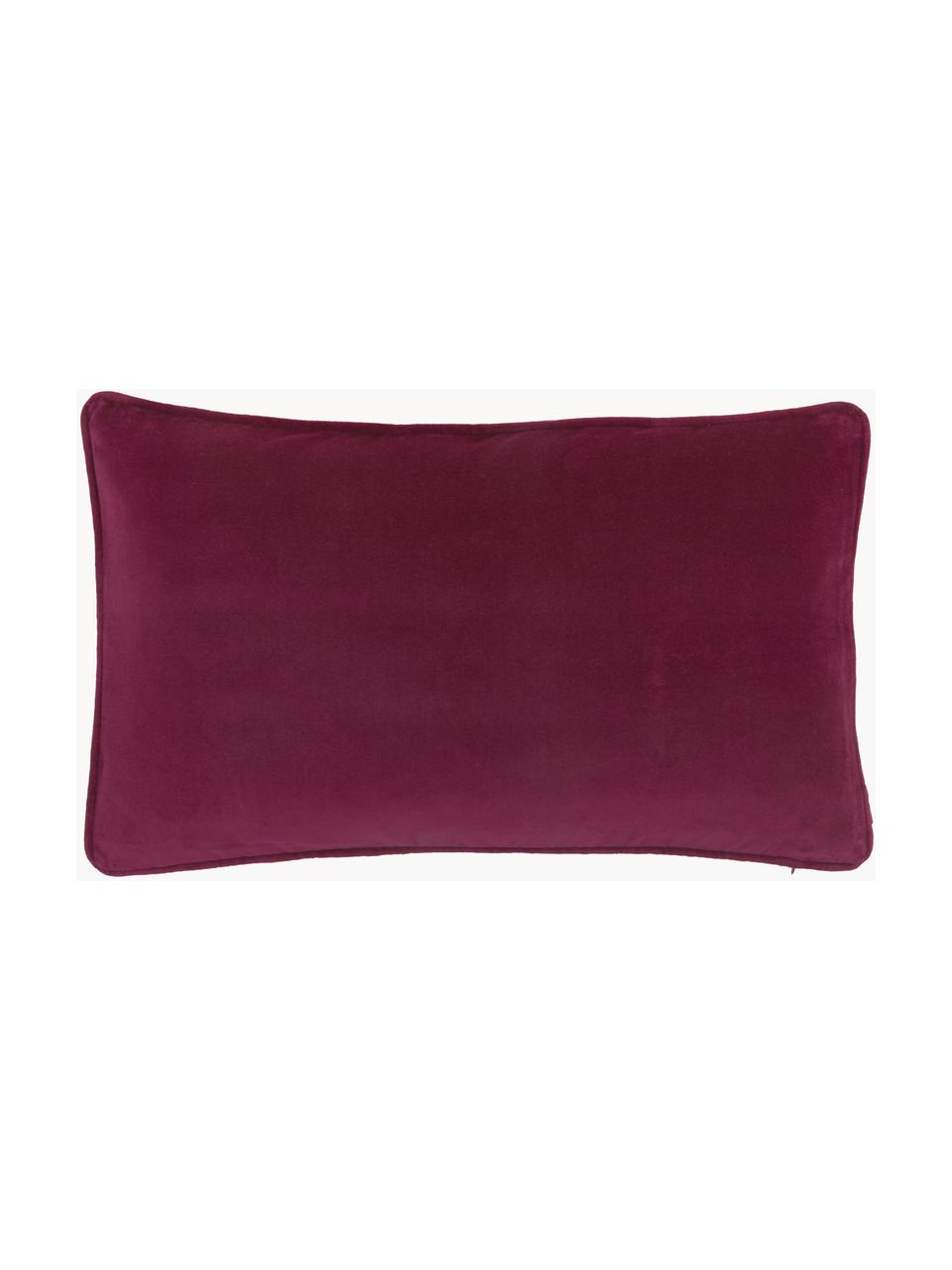 Housse de coussin 40x40 velours Dana, 100 % velours de coton, Lie de vin, larg. 30 x long. 50 cm