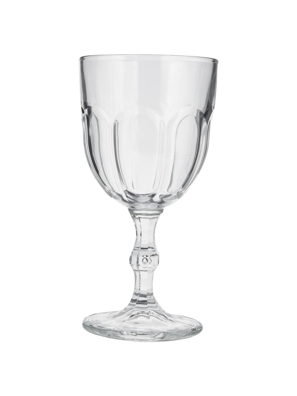 Copas de vino con relieve con relieve Lousanne, 6 uds., Vidrio, Transparente, Ø 9 x Al 17 cm, 310 ml