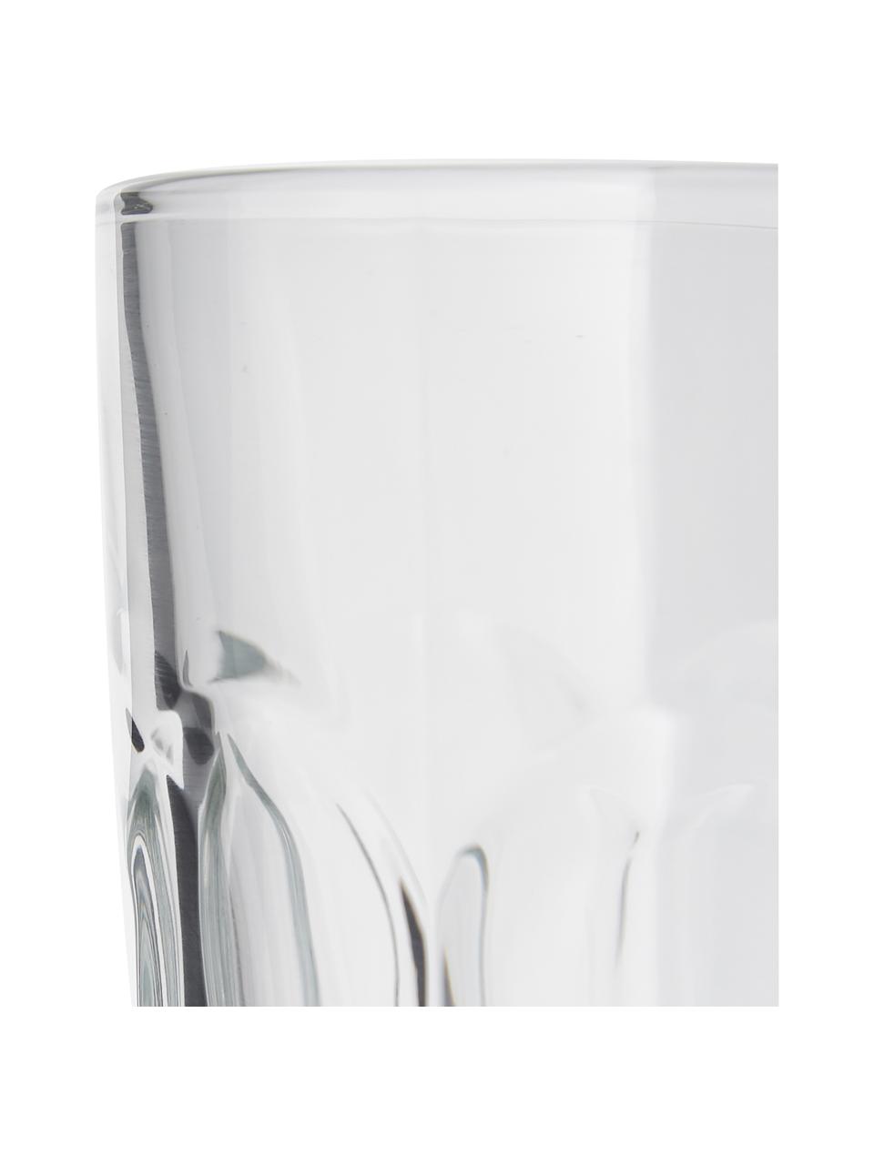 Weingläser Lousanne mit Relief im Landhausstil, 6 Stück, Glas, Transparent, Ø 9 x H 17 cm, 310 ml