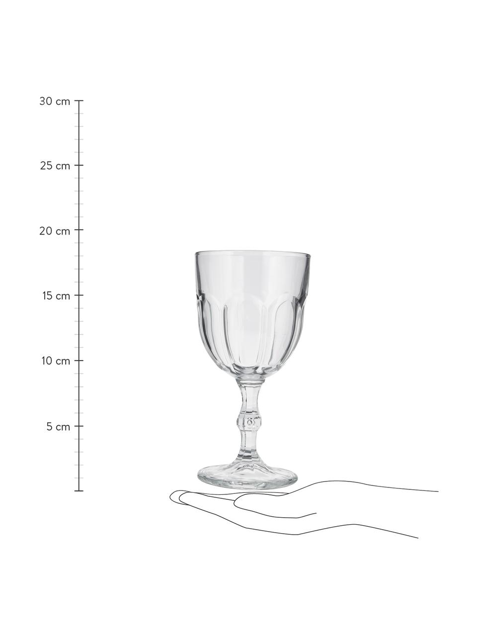 Copas de vino con relieve con relieve Lousanne, 6 uds., Vidrio, Transparente, Ø 9 x Al 17 cm, 310 ml