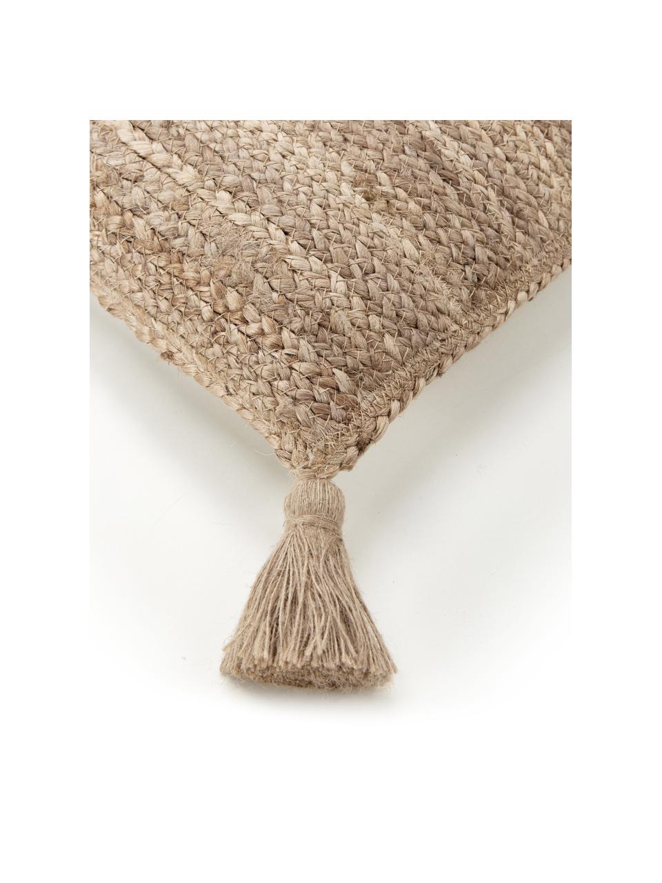 Juten kussenhoes Jerome met kwastjes, Beige, B 40 x L 40 cm