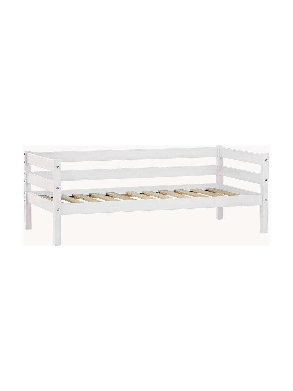 Cama infantil de madera de pino Eco Comfort, 70 x 160 cm, Madera de pino maciza, madera contrachapada

Este producto está hecho de madera de origen sostenible y con certificación FSC®., Madera de pino lacada en blanco, An 70 x L 160 cm