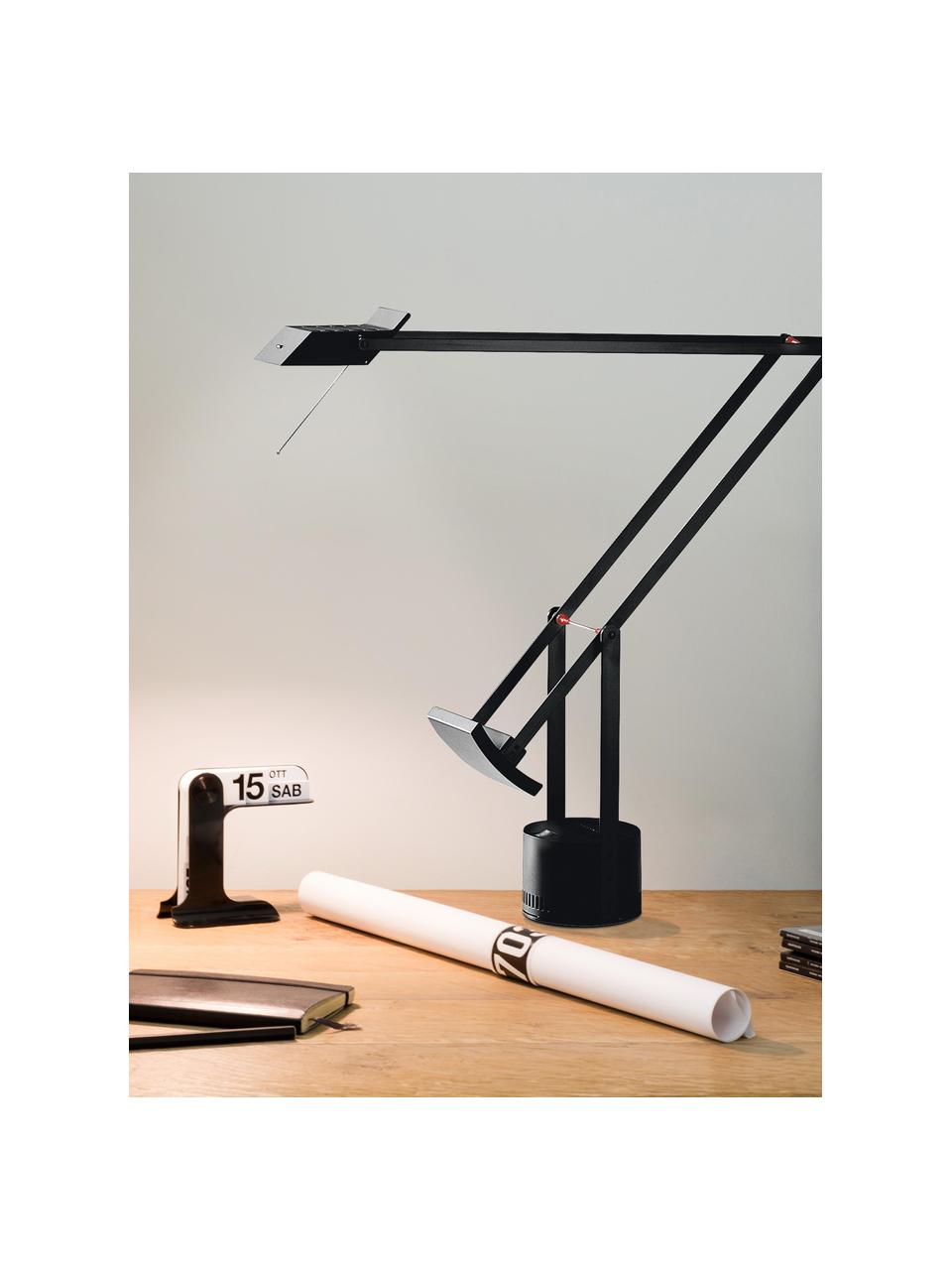 Tafellamp Tizio, Lamp: gelakt aluminium, Diffuser: acrylglas, Zwart, B 78 x H 66 cm