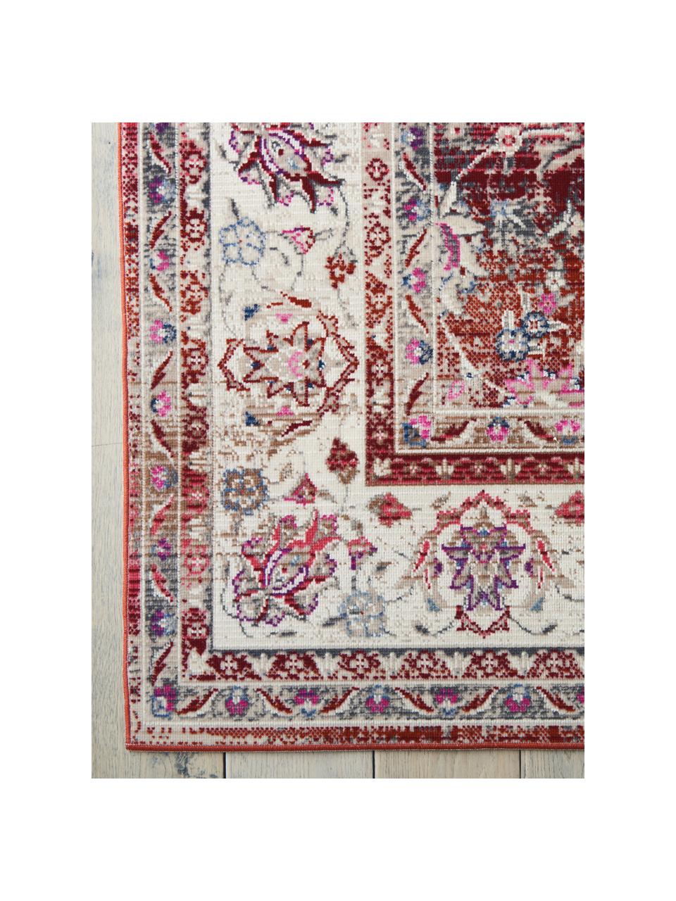 Laagpolige loper Kashan Age in Oriënt stijl, Bovenzijde: 100% polypropyleen, Onderzijde: latex, Beige, roodtinten, 60 x 180 cm
