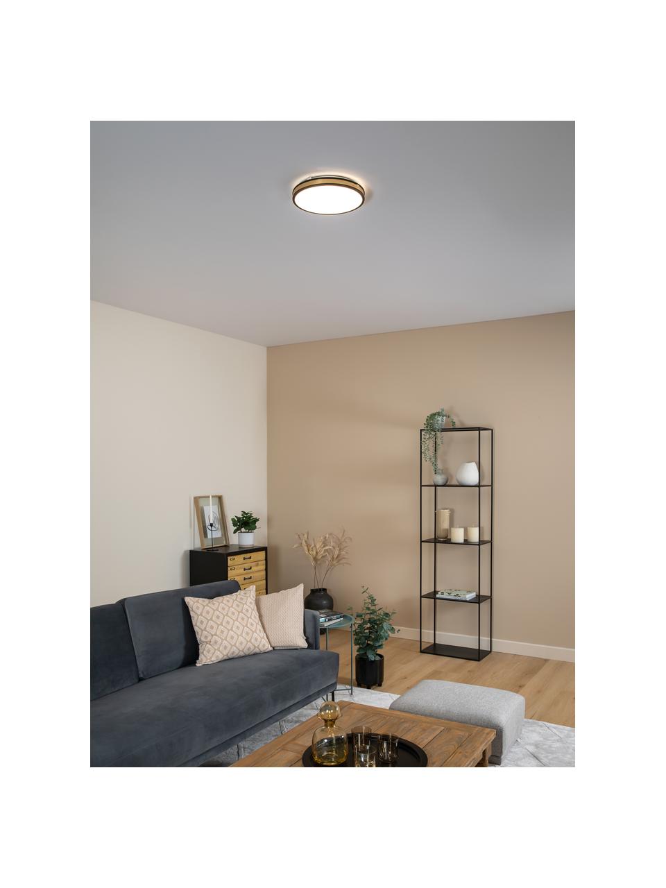 Malá stropná LED lampa Pescaito, Čierna, odtiene zlatej, Ø 28 x V 7 cm