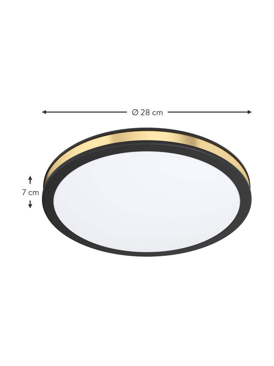 Malá stropná LED lampa Pescaito, Čierna, odtiene zlatej, Ø 28 x V 7 cm