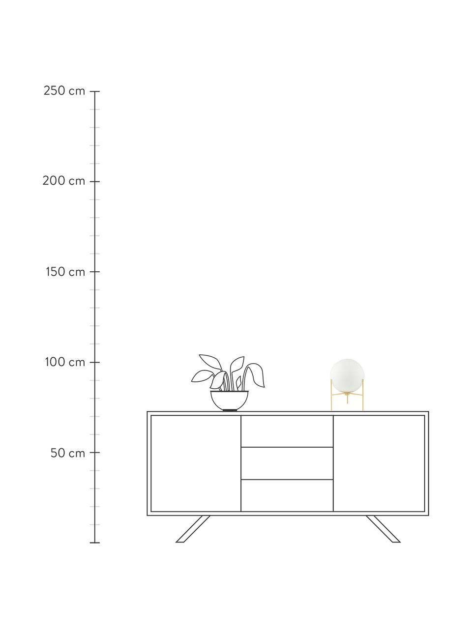 Kleine tafellamp Alton van opaalglas, Lampvoet: messing, Lampenkap: opaalglas, Messingkleurig, wit, Ø 20 x H 29 cm