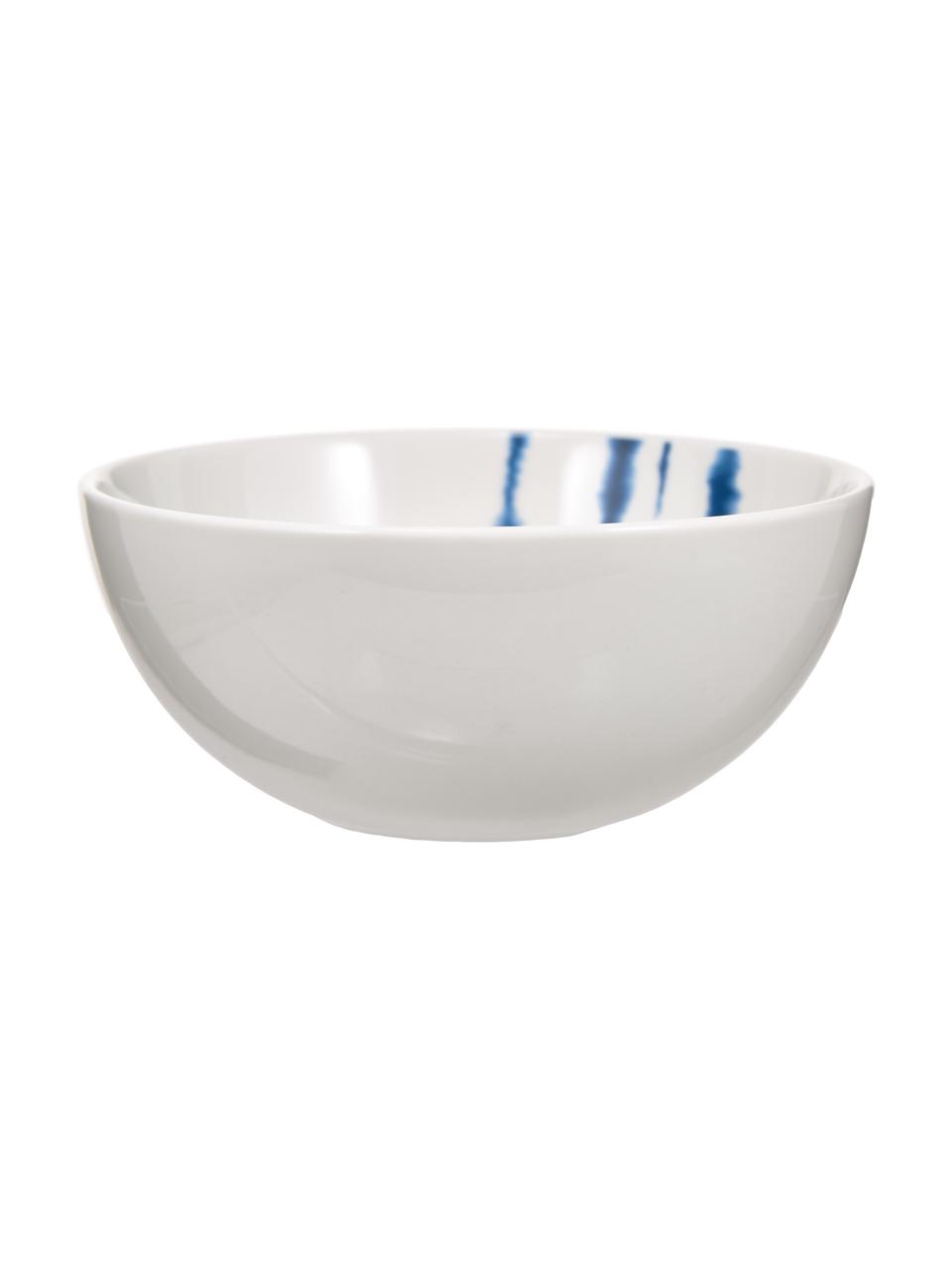 Ciotola cereali in porcellana con decoro acquarello Amaya 2 pz, Porcellana, Bianco, blu, Ø 15 x Alt. 6 cm