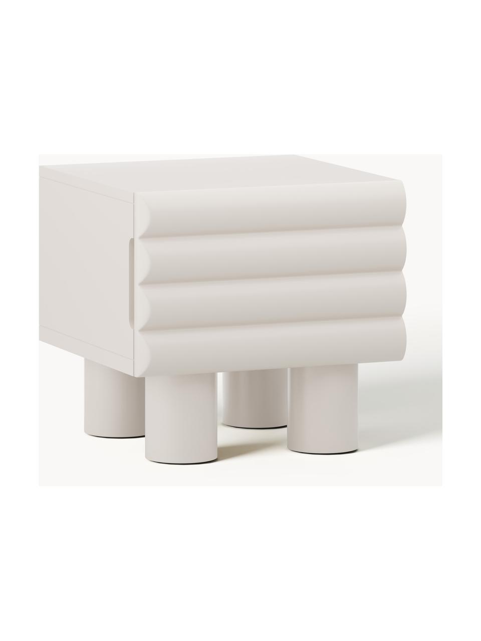 Nachttisch Fana mit Schublade, Korpus: Mitteldichte Holzfaserpla, Beine: Pappelholz Dieses Produkt, Beige, B 60 x H 53 cm