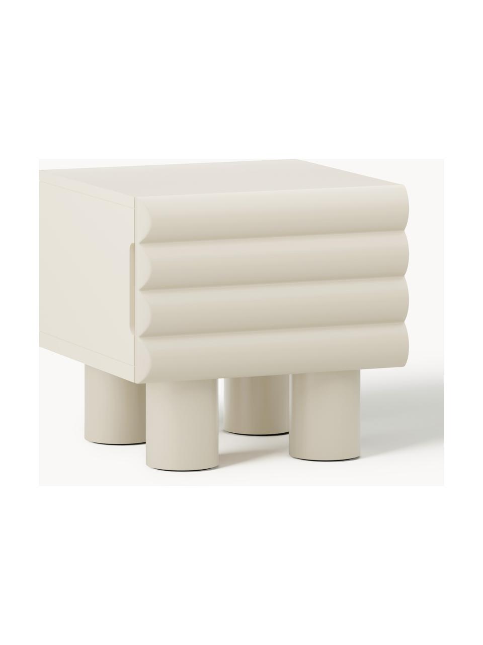 Comodino con cassetto Fana, Gambe: legno di pioppo, Questo p, Beige, Larg. 48 x Alt. 45 cm