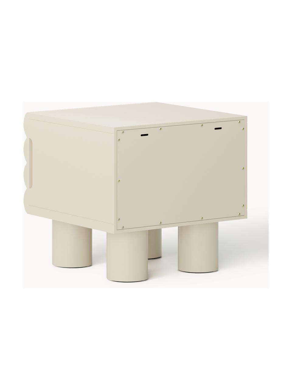 Comodino con cassetto Fana, Gambe: legno di pioppo, Questo p, Beige, Larg. 48 x Alt. 45 cm