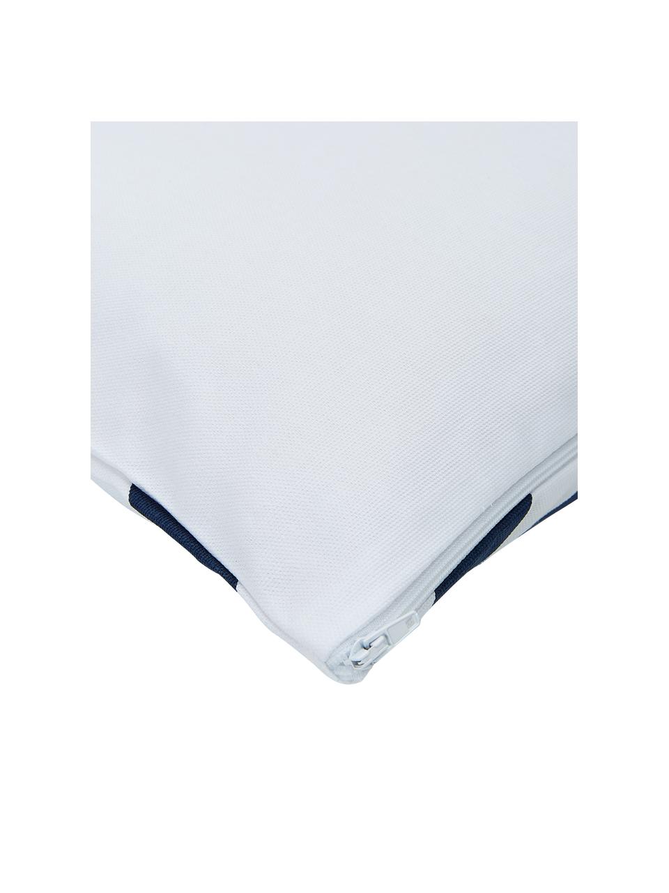 Funda de cojín estampada Sera, 100% algodón, Blanco, azul oscuro, An 45 x L 45 cm
