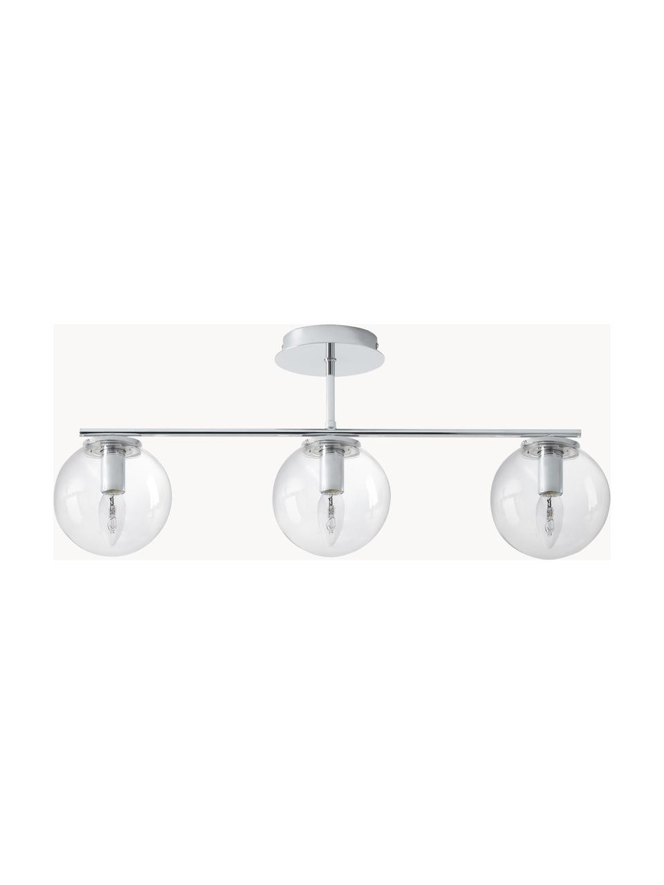 Lampada da soffitto Atlanta, Struttura: metallo cromato, Baldacchino: metallo cromato, Trasparente, cromato, Larg. 70 x Alt. 28 cm