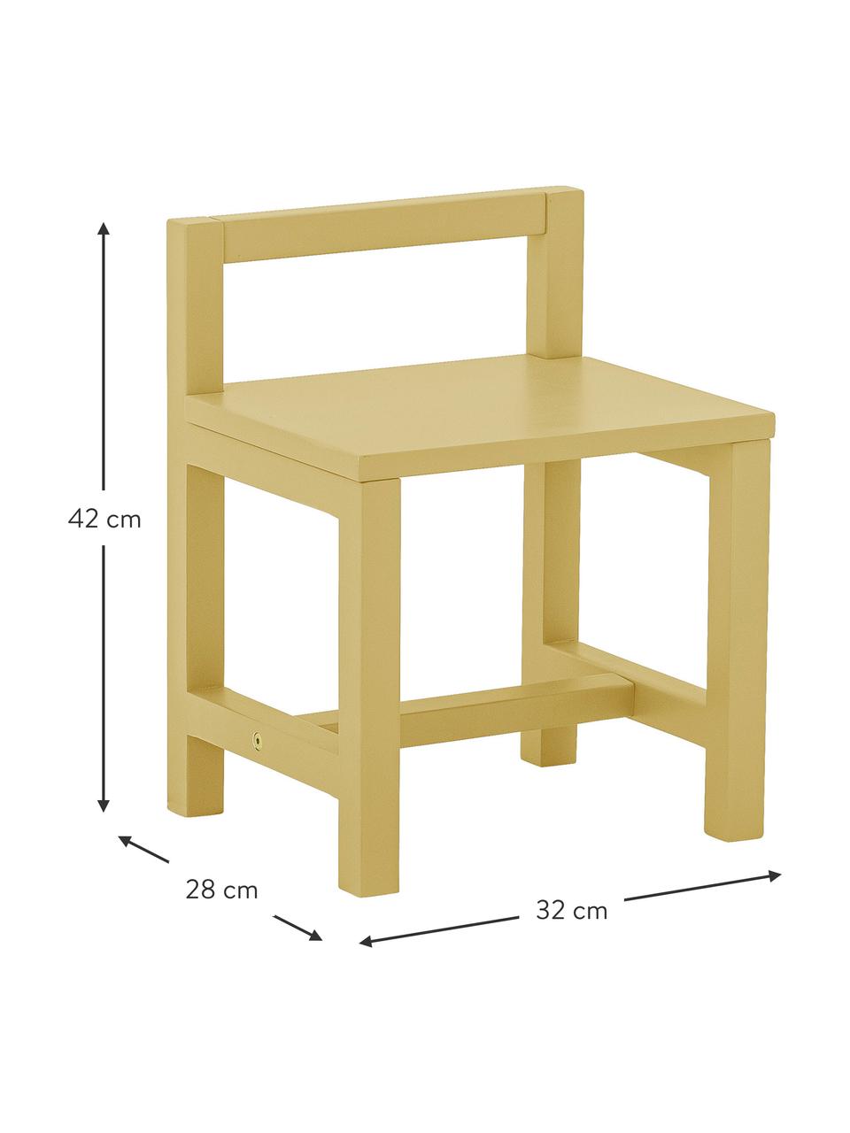 Krzesełko dziecięce Rese, Płyta pilśniowa średniej gęstości (MDF), drewno kauczukowe, Żółty, S 32 x G 28 cm