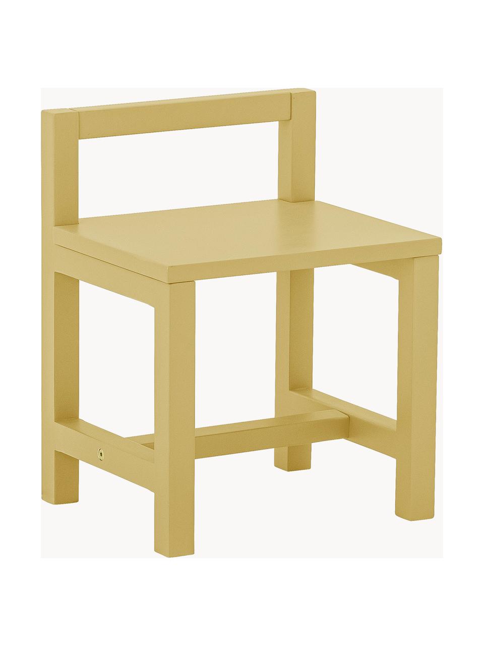 Chaise pour enfant Rese, MDF (panneau en fibres de bois à densité moyenne), bois d'hévéa, Jaune, larg. 32 x prof. 28 cm