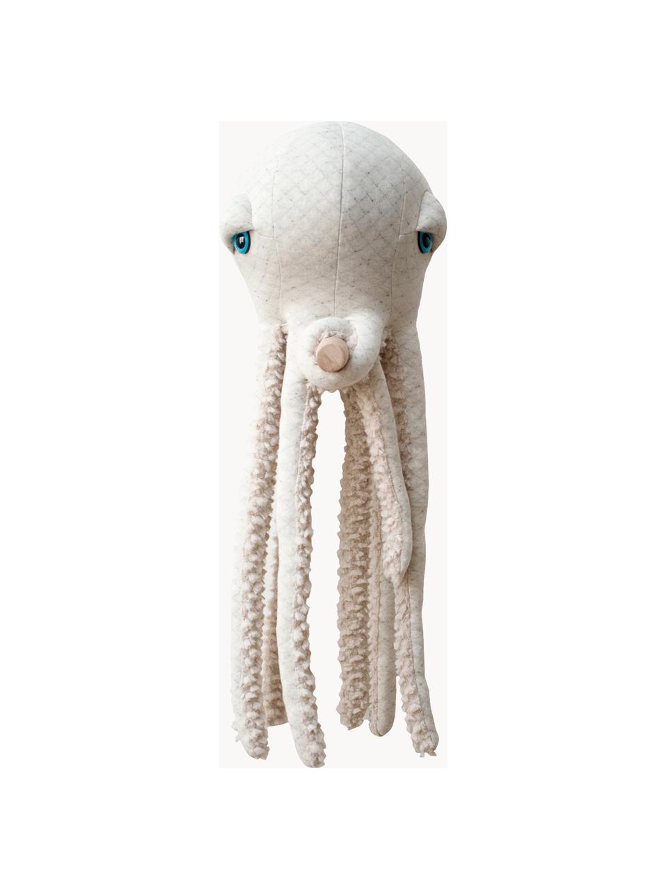 Handgefertigtes Kuschelkissen Octopus, H 55 cm, Unten: Kunstpelz (100 % Polyeste, Off White, Hellbeige, B 23 x H 55 cm