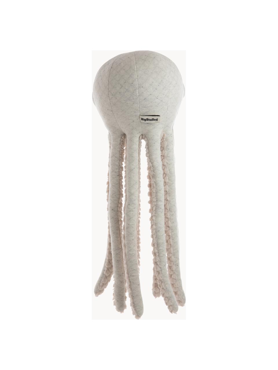 Cojín peluche artesanal Octopus, 55 cm, Parte superior: 85% algodón, 15% poliéste, Parte inferior: piel sintética (100% poli, Blanco Off White, beige claro, An 23 x Al 55 cm