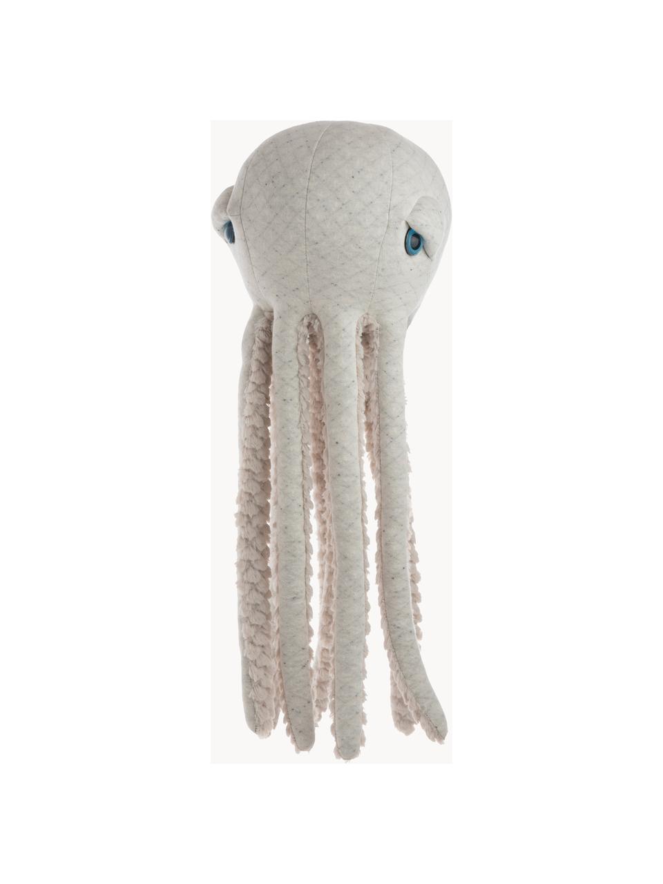 Handgefertigtes Kuschelkissen Octopus, H 55 cm, Unten: Kunstpelz (100 % Polyeste, Off White, Hellbeige, B 23 x H 55 cm