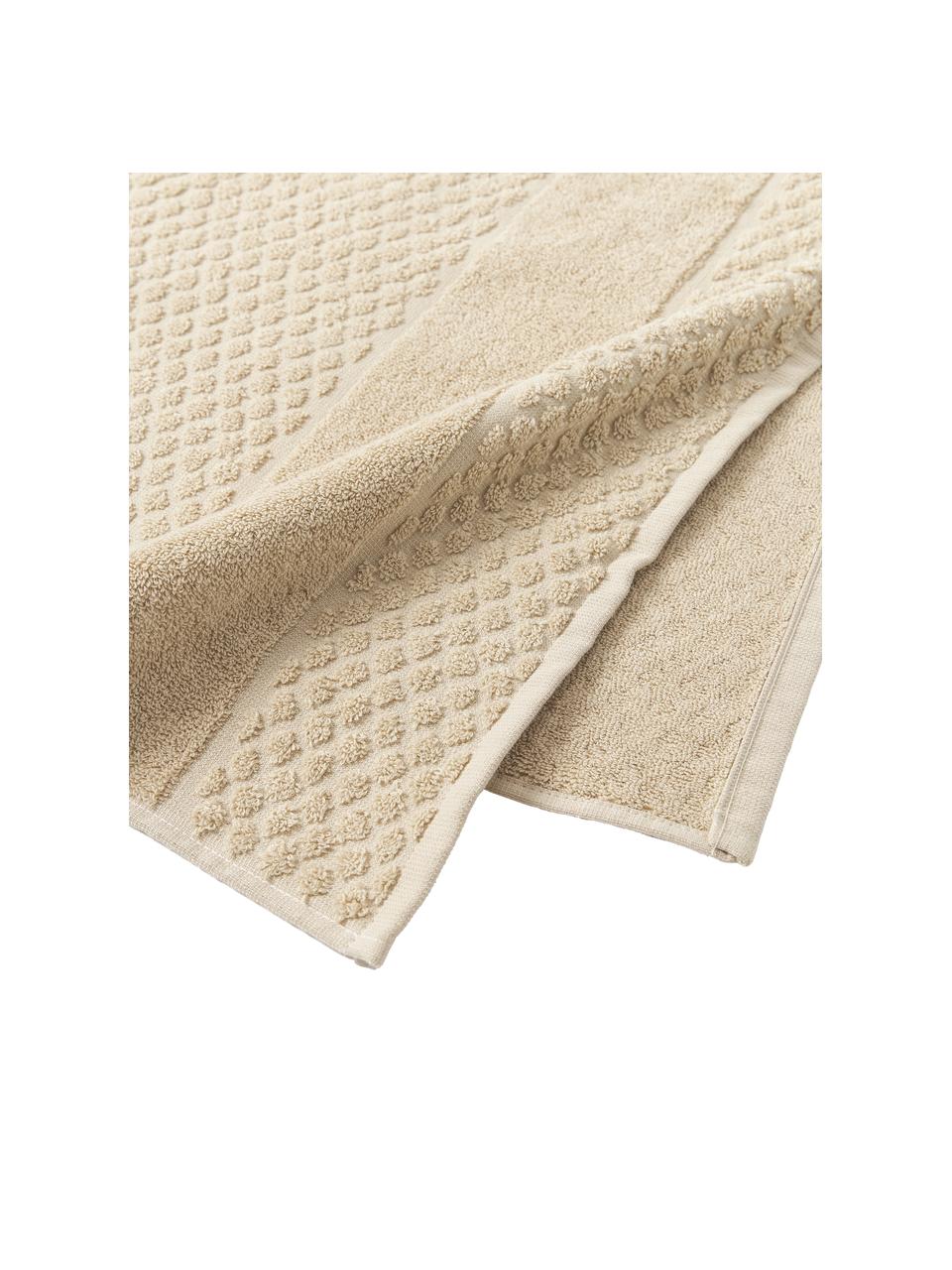 Handtuch-Set Katharina mit Wabenmuster, 3-tlg., Beige, Set mit verschiedenen Grössen