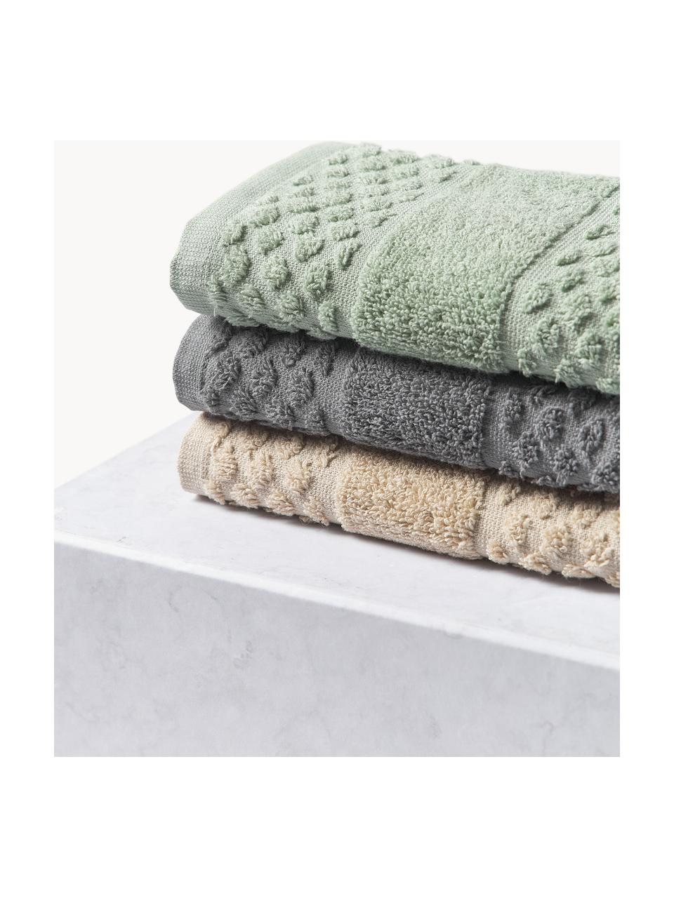 Sada ručníků s voštinovým vzorem Katharina, různé velikosti, Béžová, 3dílná sada (ručník pro hosty, ručník a osuška)