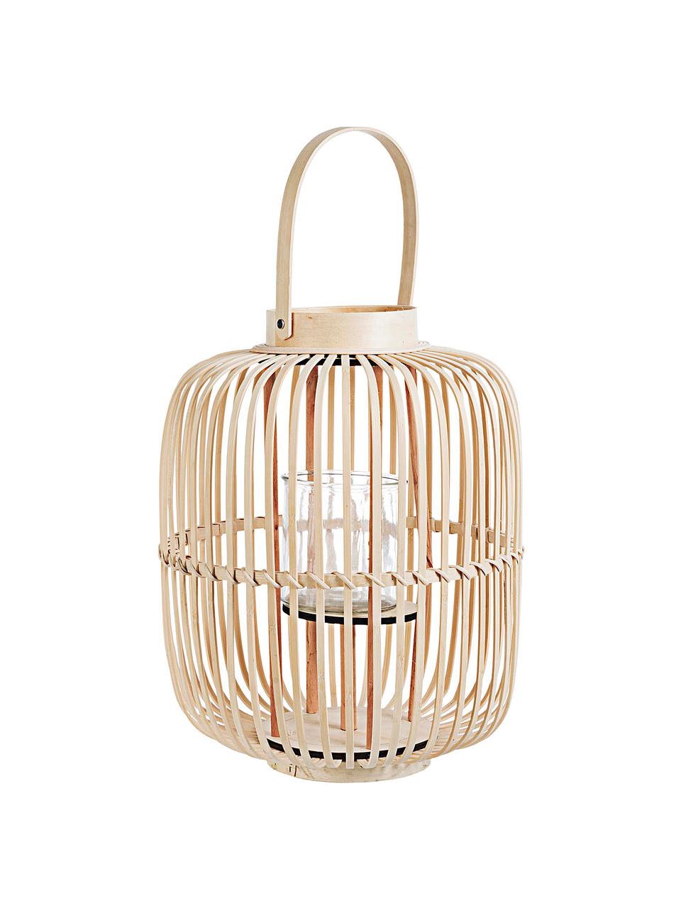 Laterne Merille aus Bambus, Beige, Ø 34 x H 43 cm