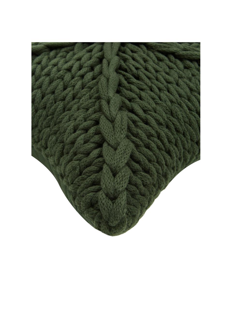 Cojín de punto grueso Sparkle, con relleno, Funda: 100% algodón, Verde oscuro, An 45 x L 45 cm